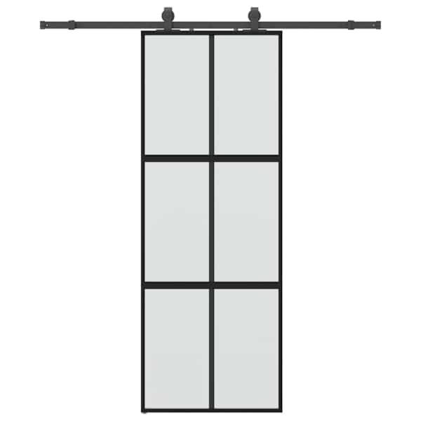 vidaXL l&uuml;kanduks riistvara komplektiga must 76x205 cm karastatud klaas