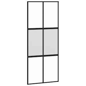 Posuvné dveře se sadou kování černé 90x205 cm Tvrzené sklo - obrázek 5