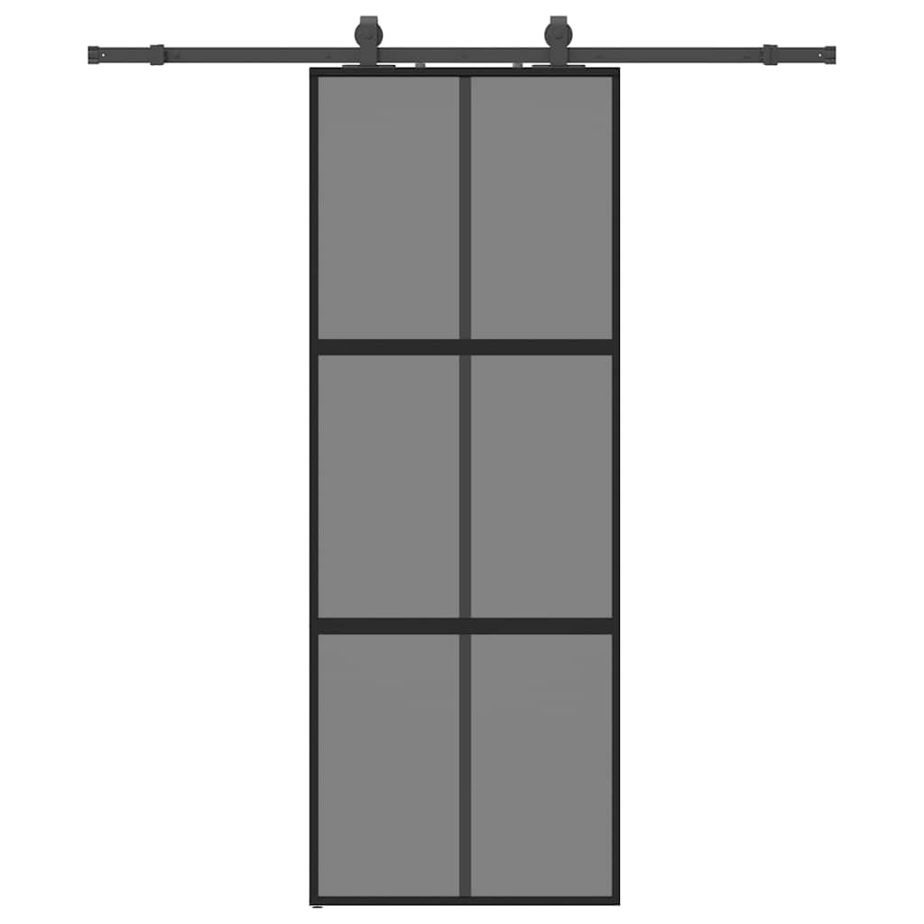 vidaXL Posuvné dveře se sadou kování černé 76x205 cm Tvrzené sklo