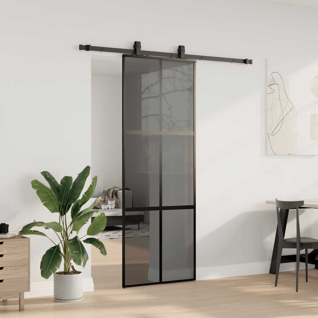 vidaXL Ușă glisantă cu set feronerie neagră 76x205cm sticlă securizată