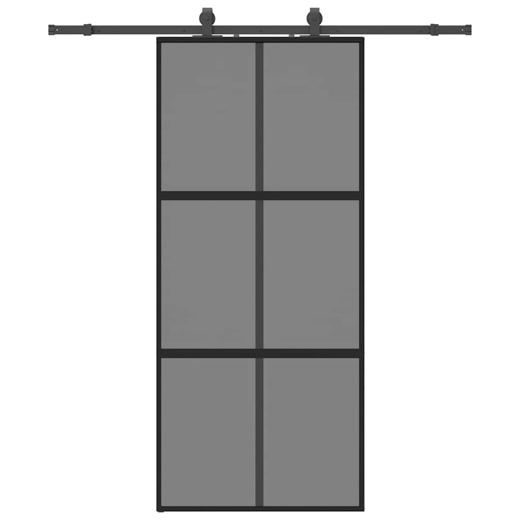 vidaXL Posuvné dveře se sadou kování černé 90x205 cm Tvrzené sklo
