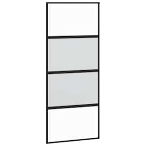 Posuvné dveře se sadou kování černé 90x205 cm Tvrzené sklo - obrázek 5
