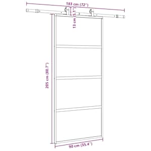 Posuvné dveře se sadou kování černé 90x205 cm Tvrzené sklo - obrázek 9