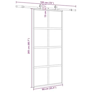 Posuvné dveře se sadou kování černé 90x205 cm Tvrzené sklo - obrázek 9