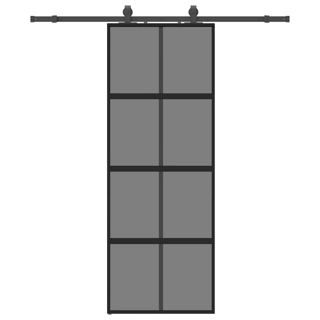 vidaXL Posuvné dveře se sadou kování černé 76x205 cm Tvrzené sklo