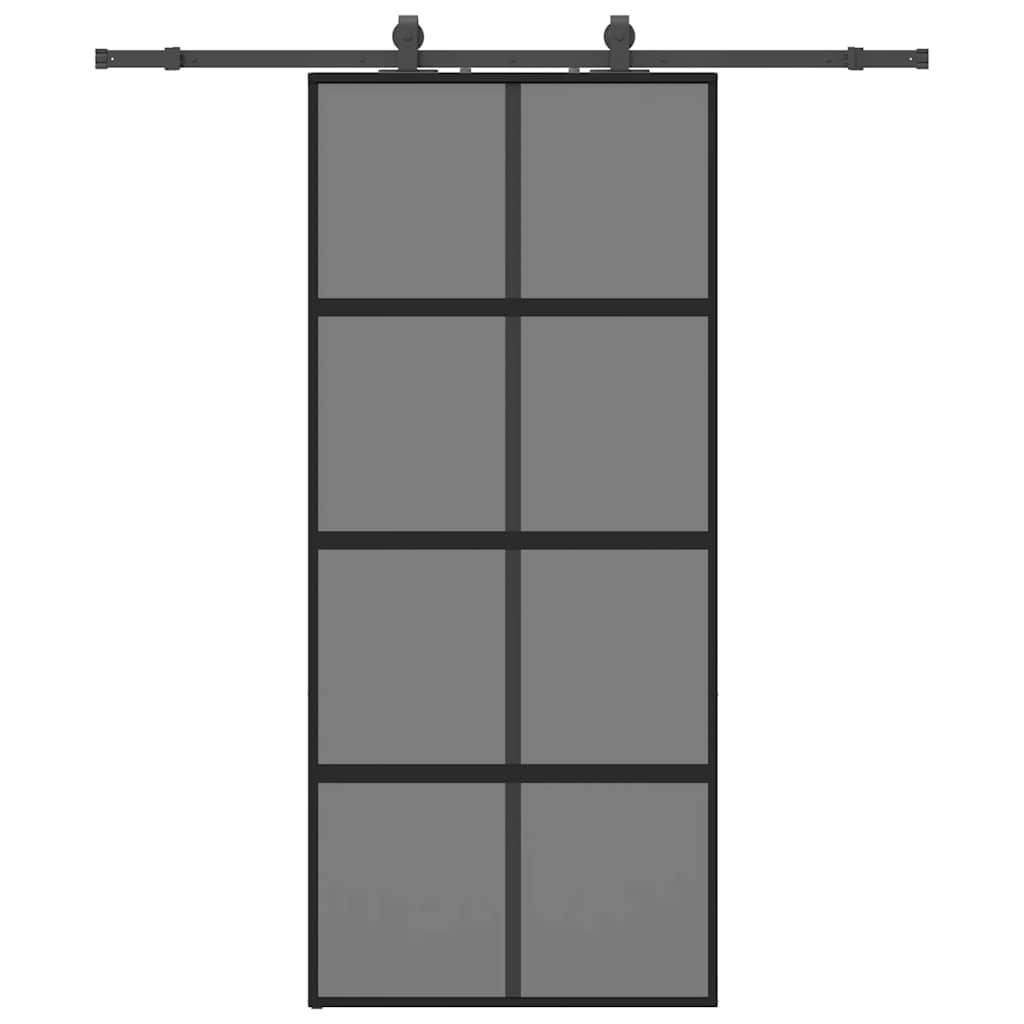 vidaXL Posuvné dveře se sadou kování černé 90x205 cm Tvrzené sklo