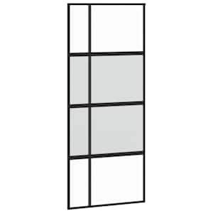 Posuvné dveře se sadou kování černé 90x205 cm Tvrzené sklo - obrázek 5