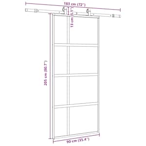Posuvné dveře se sadou kování černé 90x205 cm Tvrzené sklo - obrázek 9