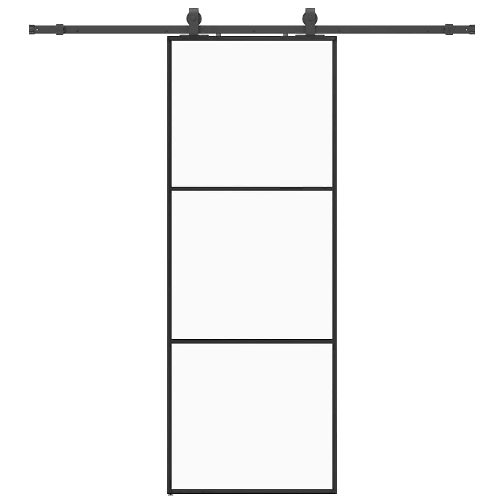 vidaXL Posuvné dveře se sadou kování černé 76x205 cm ESG Glass