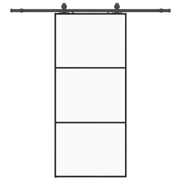 vidaXL liuguks tarvikutega, must, 90 x 205 cm, ESG-klaas