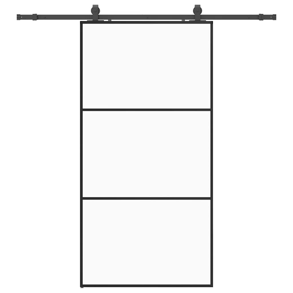 vidaXL Posuvné dveře se sadou kování černé 102x205 cm ESG Glass