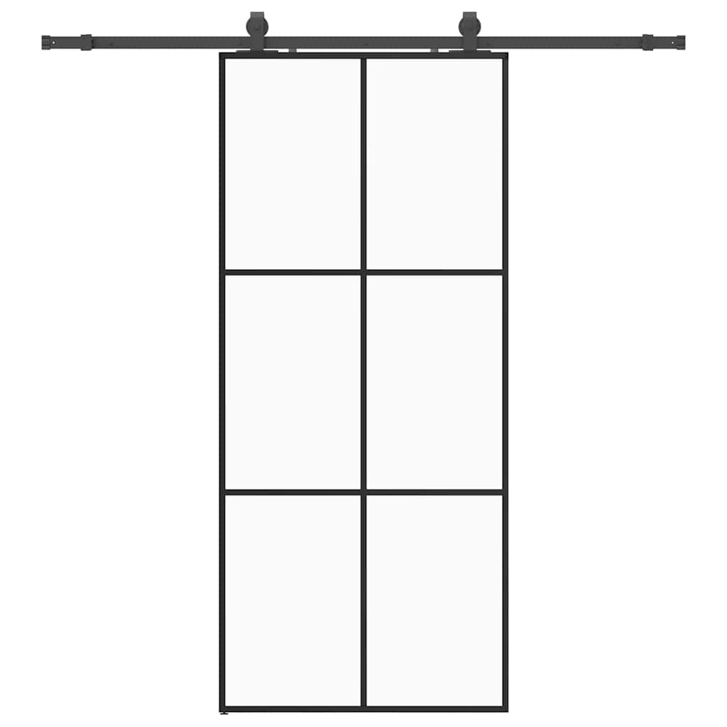 vidaXL Posuvné dveře se sadou kování černé 90x205 cm ESG Glass