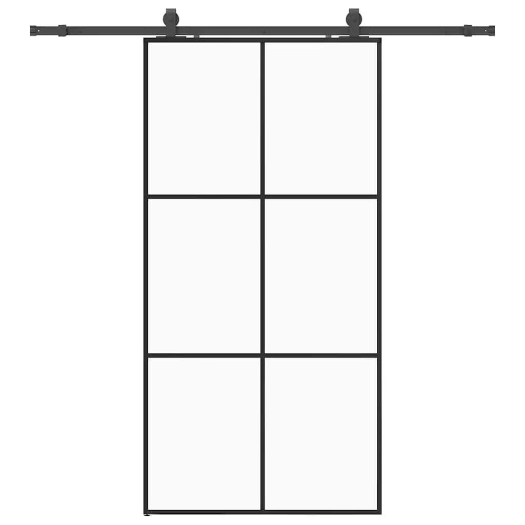 vidaXL Posuvné dveře se sadou kování černé 102x205 cm ESG Glass