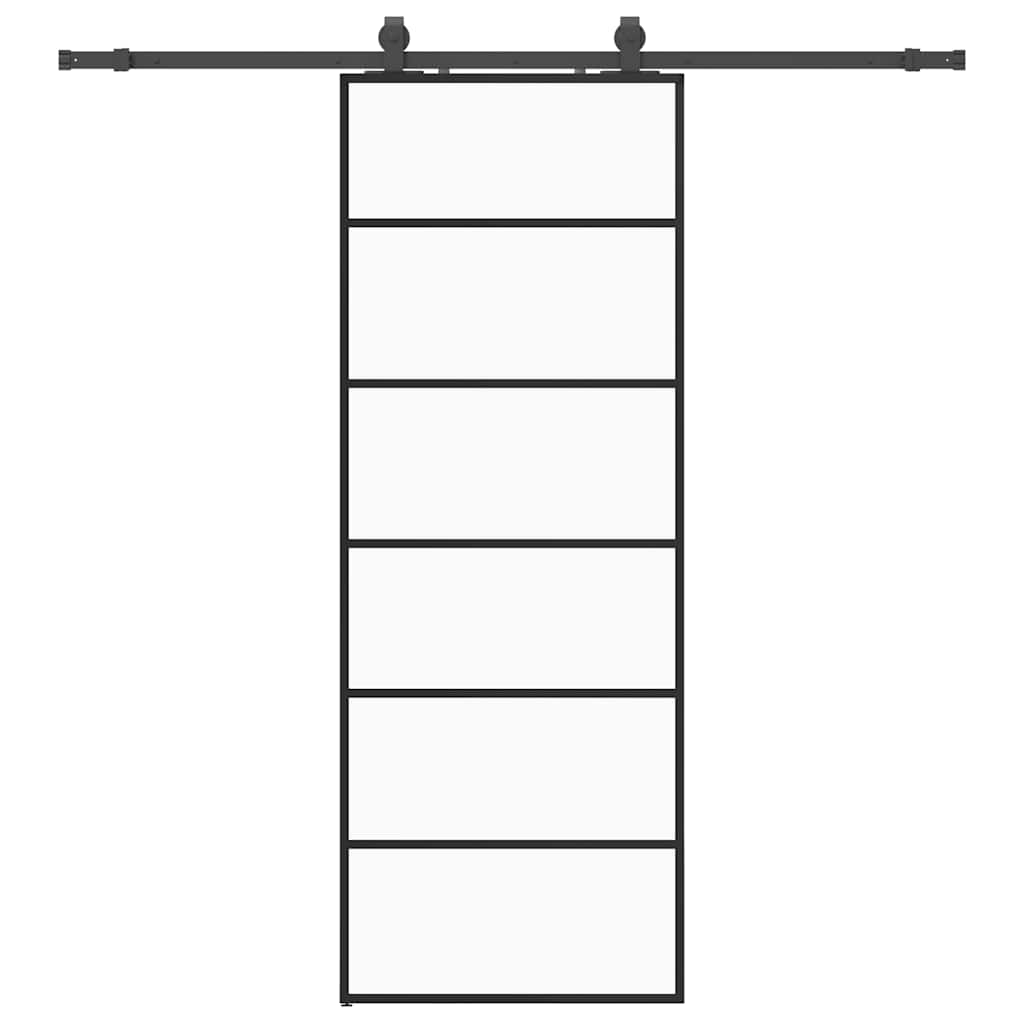 vidaXL Posuvné dveře se sadou kování černé 76x205 cm ESG Glass