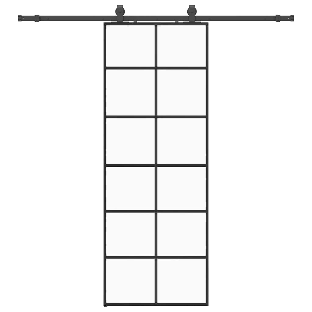 vidaXL Posuvné dveře se sadou kování černé 76x205 cm ESG Glass