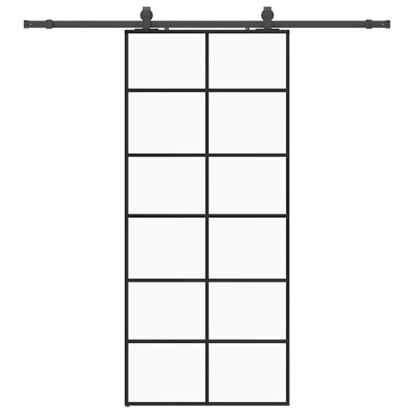 vidaXL liuguks tarvikutega, must, 90 x 205 cm, ESG-klaas