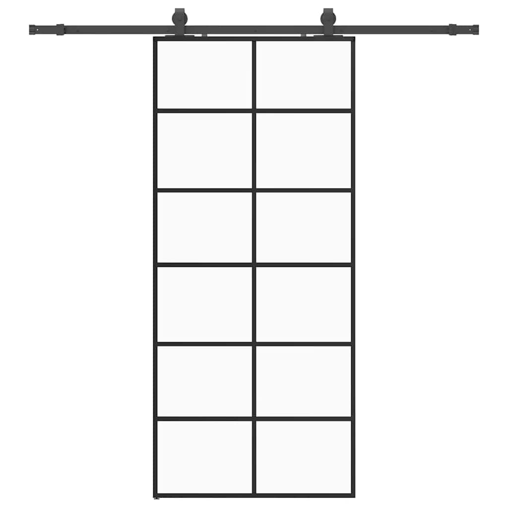 vidaXL Posuvné dveře se sadou kování černé 90x205 cm ESG Glass