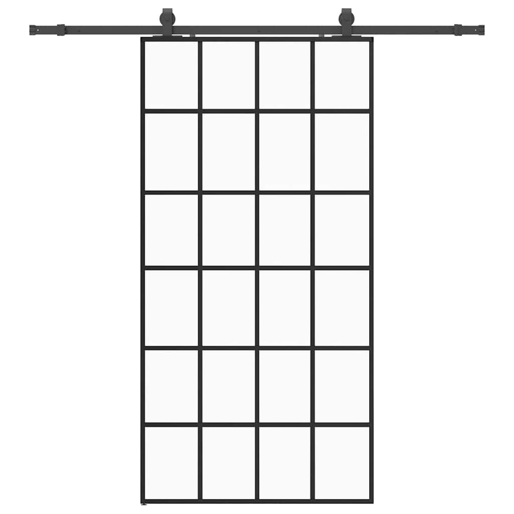 vidaXL Posuvné dveře se sadou kování černé 102x205 cm ESG Glass