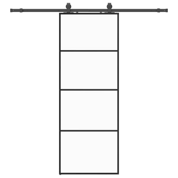 vidaXL liuguks tarvikutega, must, 76 x 205 cm, ESG-klaas