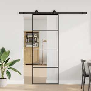 Posuvné dveře se sadou kování černé 76x205 cm ESG Glass - obrázek 1