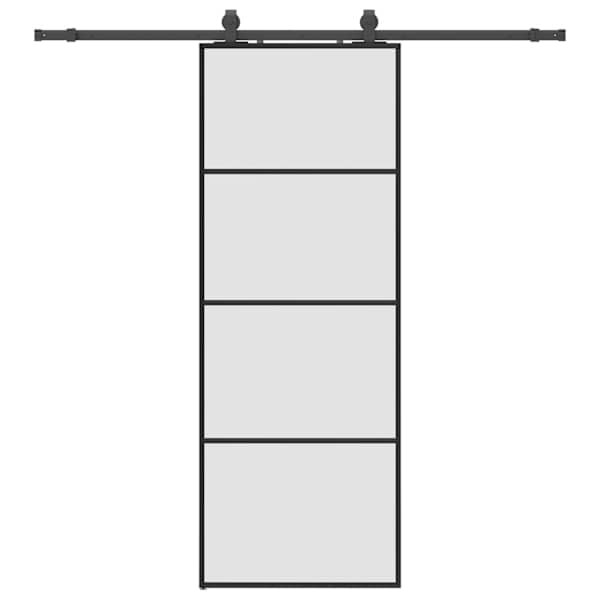 vidaXL liuguks tarvikutega, must, 76 x 205 cm, ESG-klaas