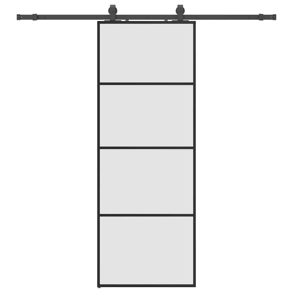 vidaXL Posuvné dveře se sadou kování černé 76x205 cm ESG Glass