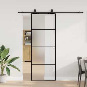 Posuvné dveře se sadou kování černé 76x205 cm ESG Glass - obrázek 1