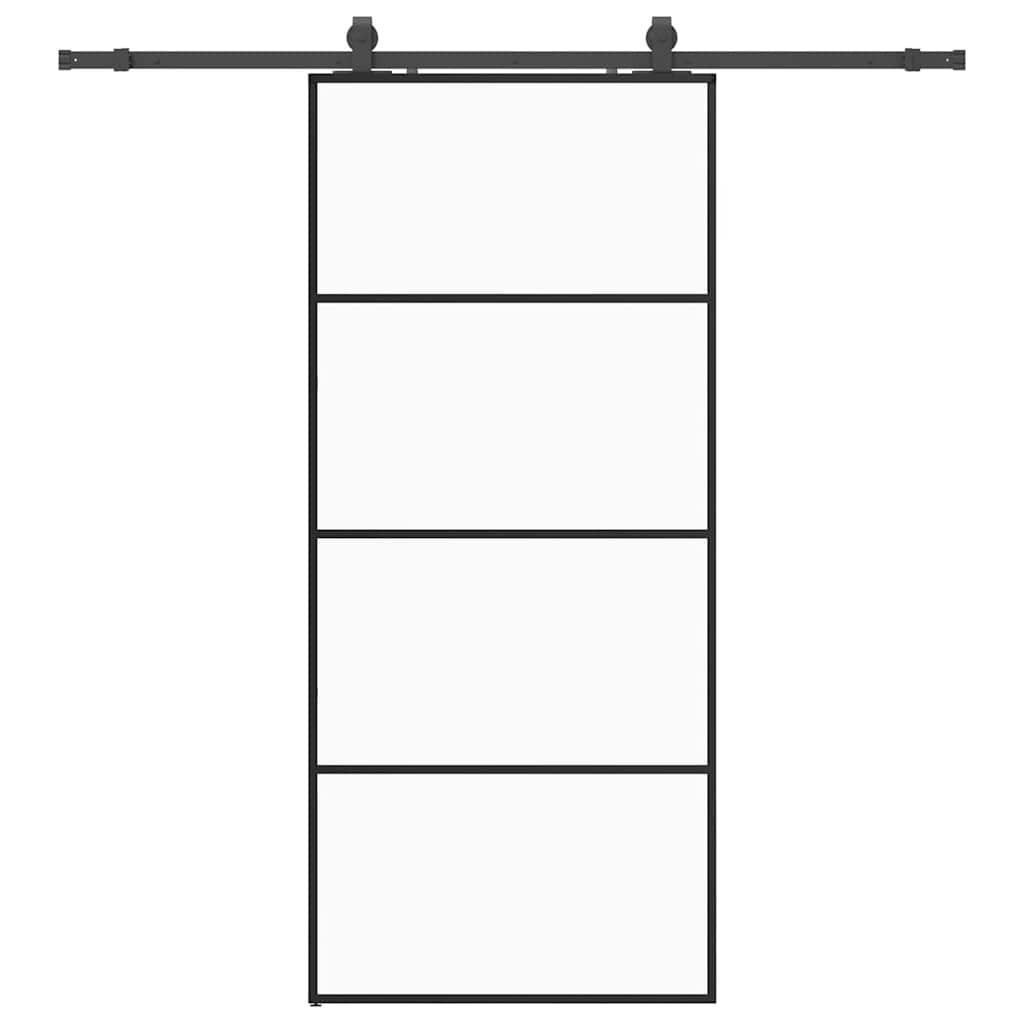 vidaXL Posuvné dveře se sadou kování černé 90x205 cm ESG Glass