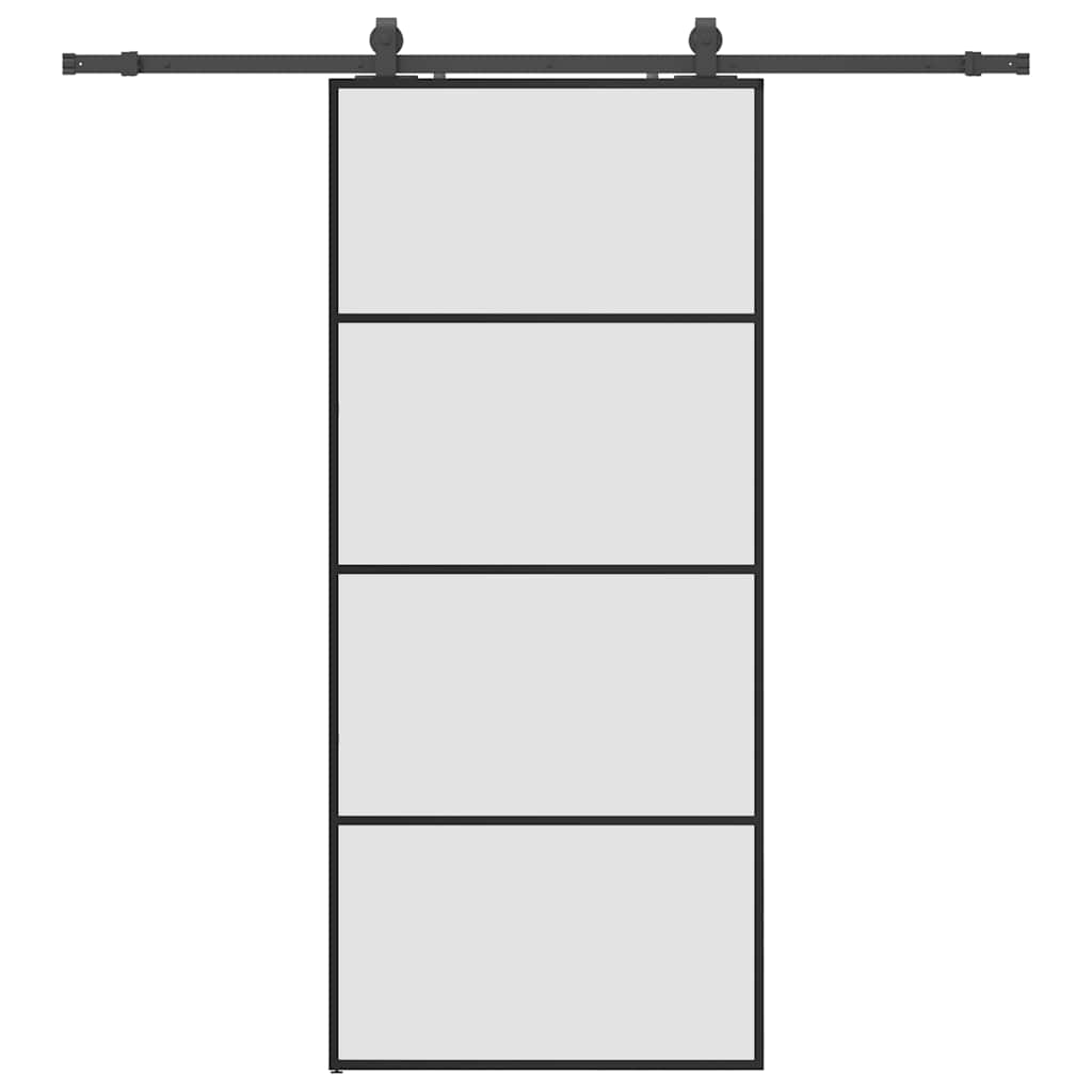 vidaXL Posuvné dveře se sadou kování černé 90x205 cm ESG Glass