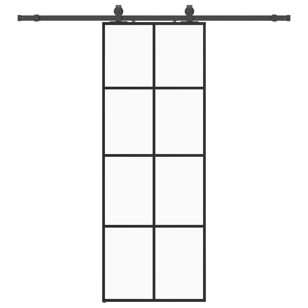 vidaXL Posuvné dveře se sadou kování černé 76x205 cm ESG Glass