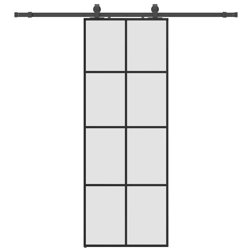 vidaXL Posuvné dveře se sadou kování černé 76x205 cm ESG Glass