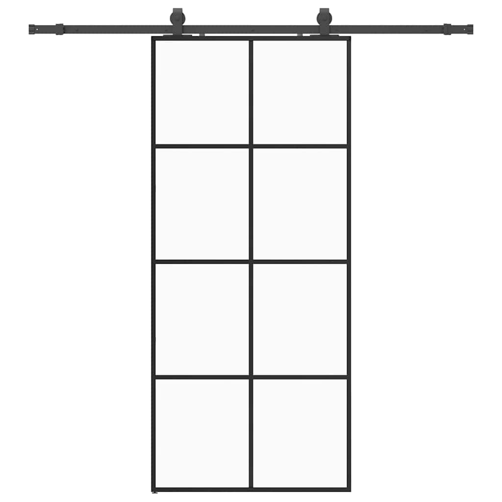 vidaXL Posuvné dveře se sadou kování černé 90x205 cm ESG Glass