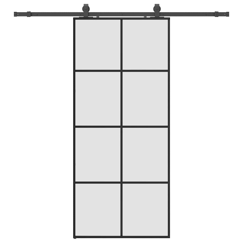 vidaXL Posuvné dveře se sadou kování černé 90x205 cm ESG Glass
