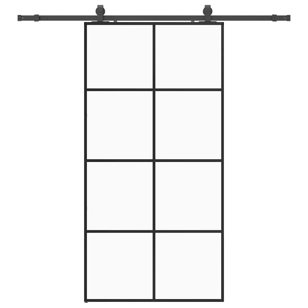 vidaXL Posuvné dveře se sadou kování černé 102,5x205 cm ESG Glass
