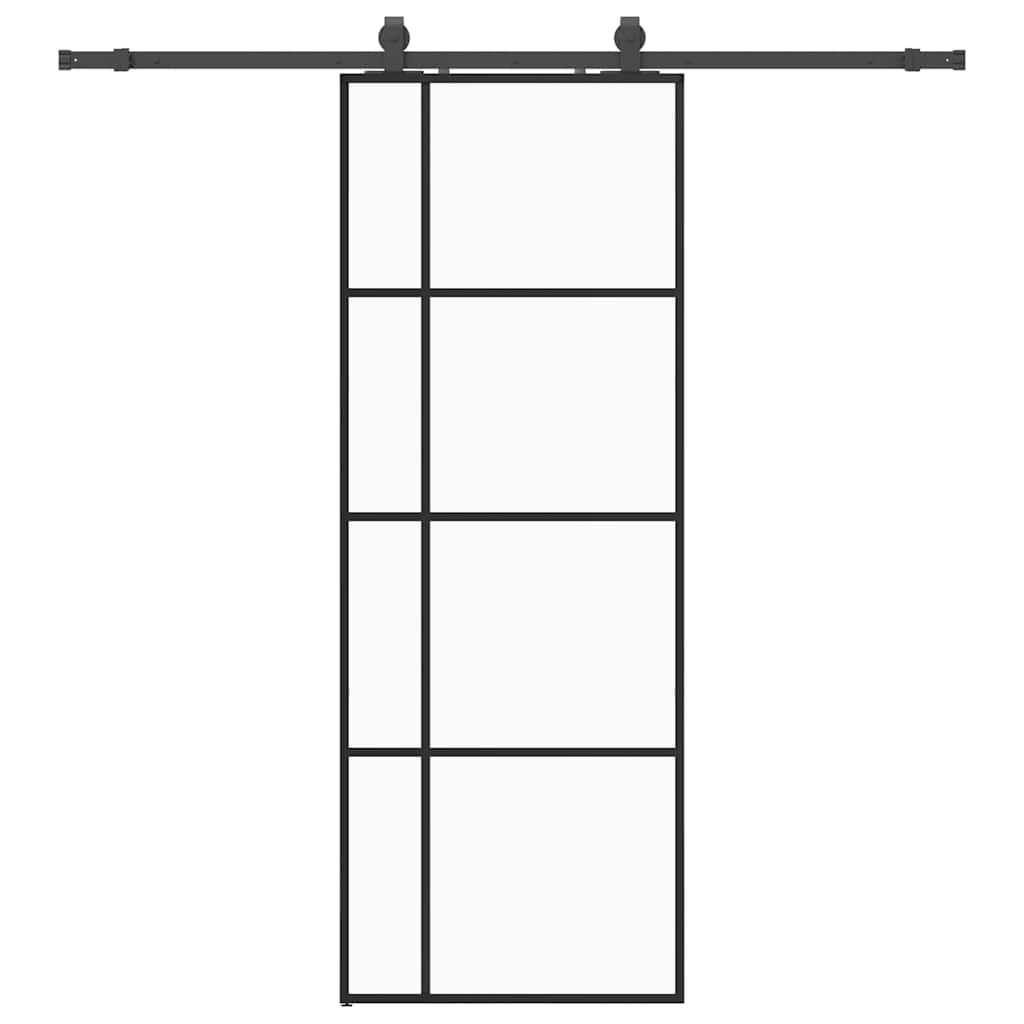 vidaXL Posuvné dveře se sadou kování černé 76x205 cm ESG Glass
