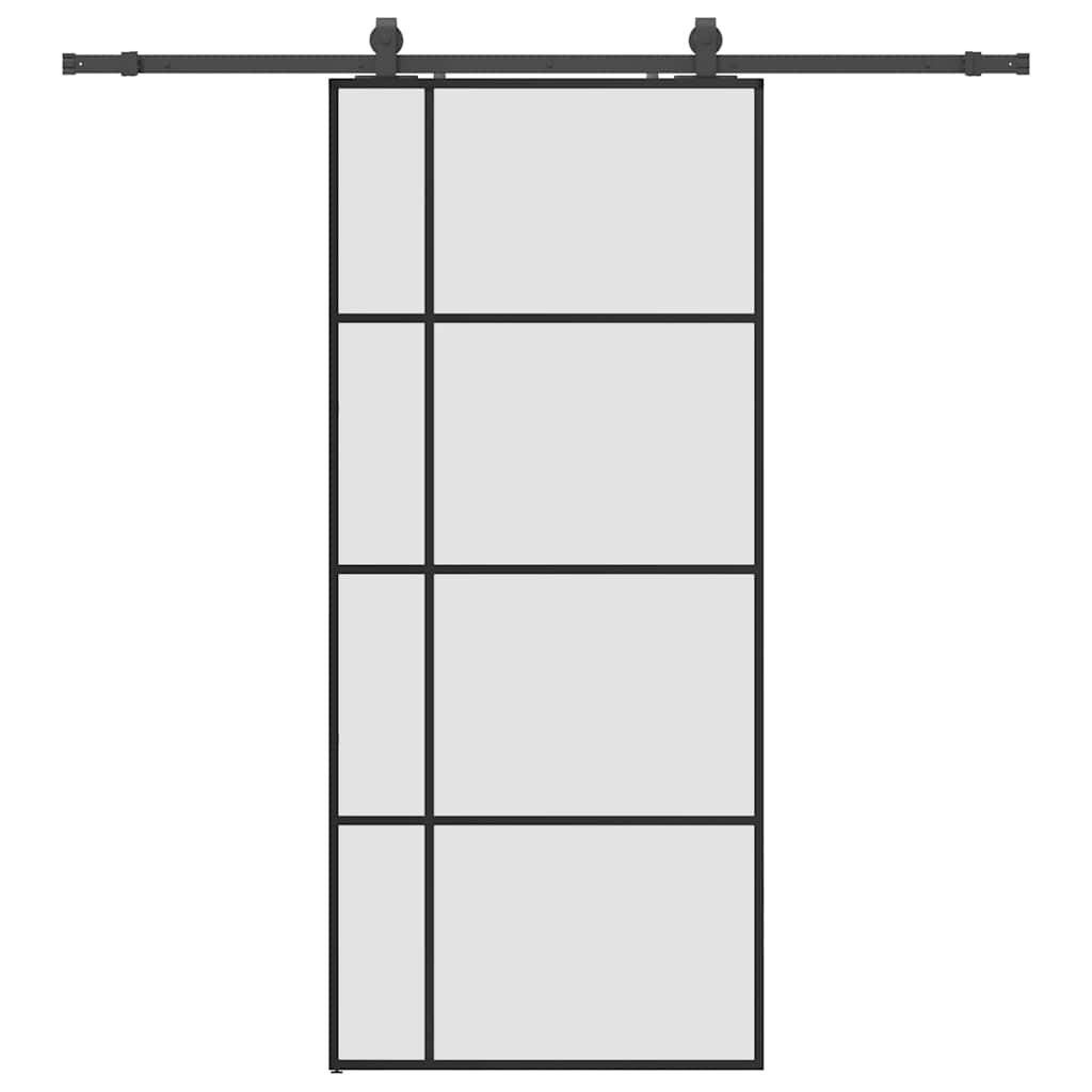 vidaXL Posuvné dveře se sadou kování černé 90x205 cm ESG Glass