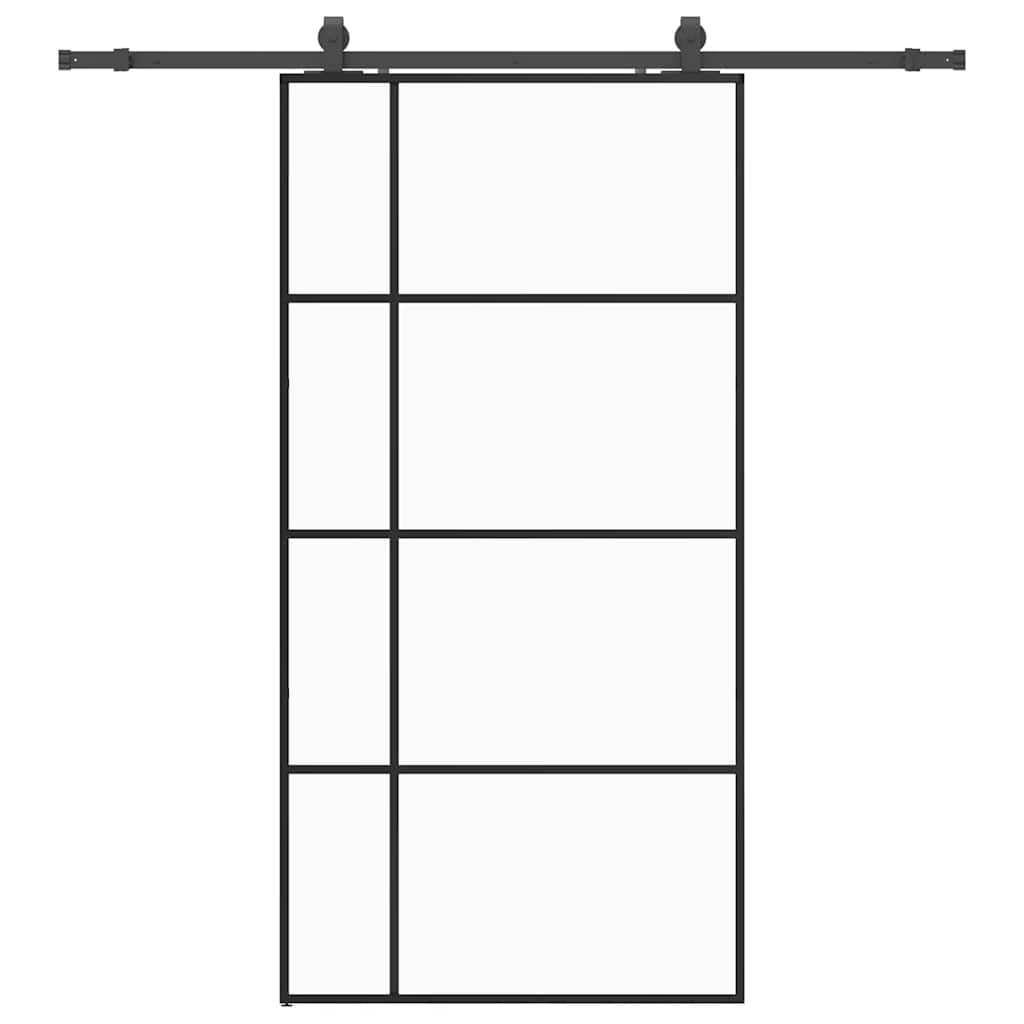 vidaXL Posuvné dveře se sadou kování černé 102,5x205 cm ESG Glass