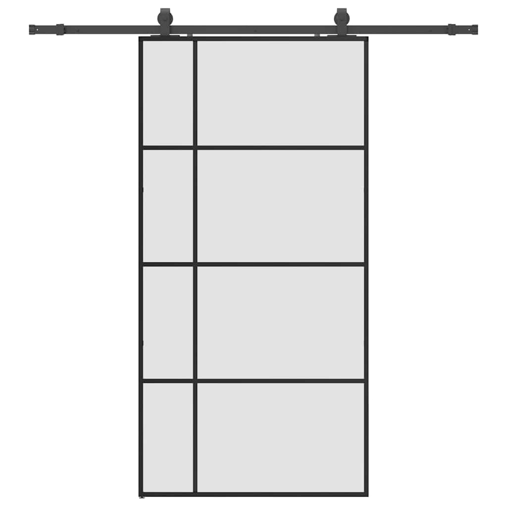 vidaXL Posuvné dveře se sadou kování černé 102,5x205 cm ESG Glass