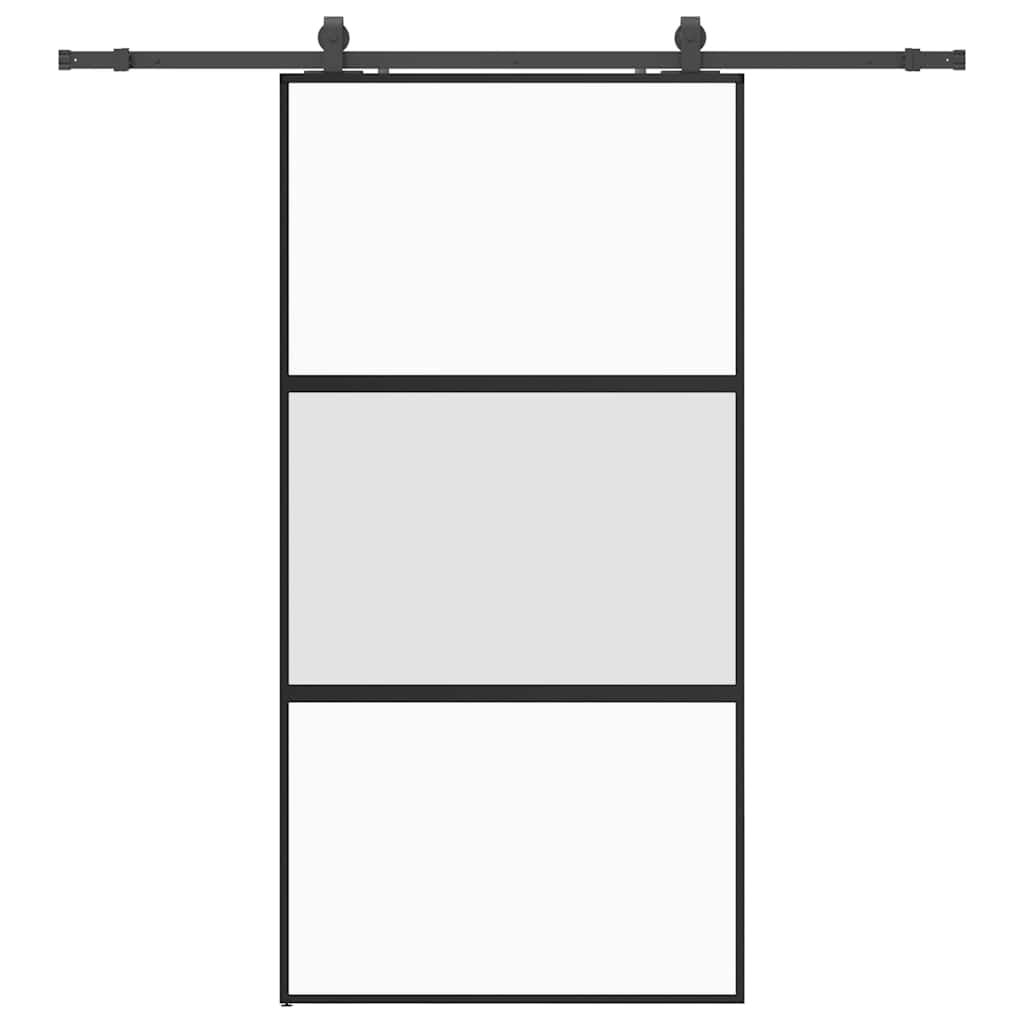 vidaXL Posuvné dveře se sadou kování černé 102,5x205 cm Tvrzené sklo