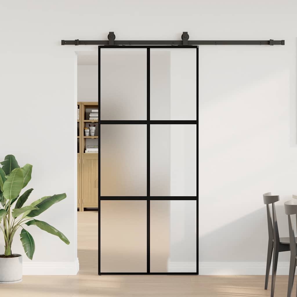 vidaXL Ușă glisantă cu set feronerie neagră 90x205cm sticlă securizată