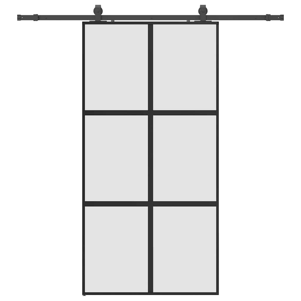 vidaXL Posuvné dveře se sadou kování černé 102,5x205 cm Tvrzené sklo