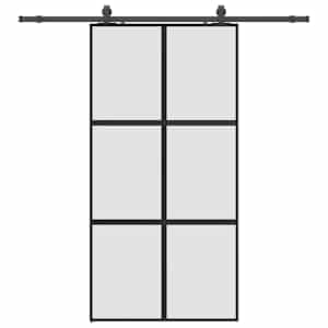 Posuvné dveře se sadou kování černé 102,5x205 cm Tvrzené sklo - obrázek 2