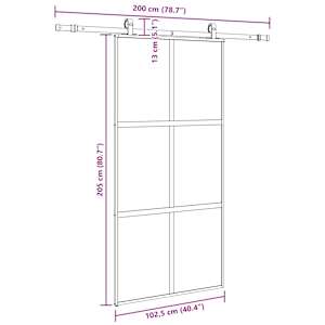 Posuvné dveře se sadou kování černé 102,5x205 cm Tvrzené sklo - obrázek 9