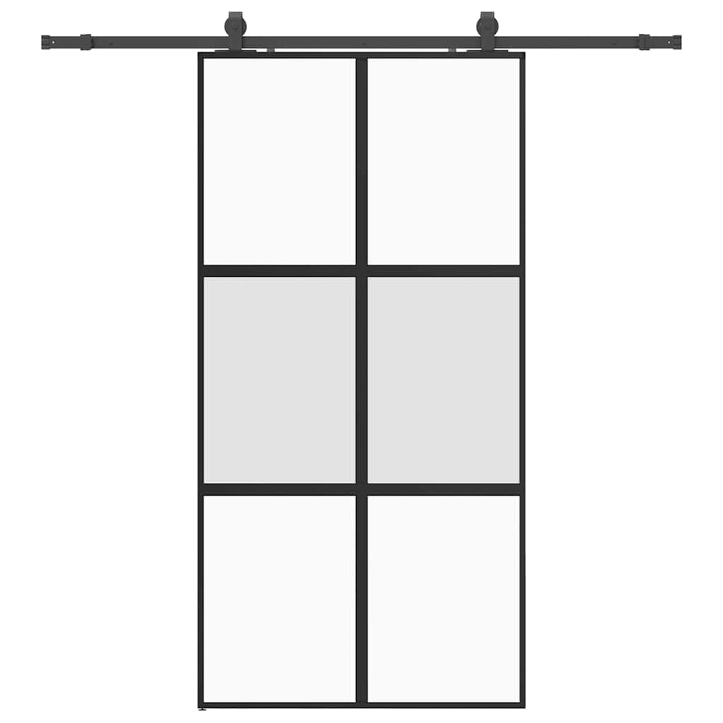 vidaXL Posuvné dveře se sadou kování černé 102,5x205 cm Tvrzené sklo