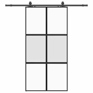 Posuvné dveře se sadou kování černé 102,5x205 cm Tvrzené sklo - obrázek 2