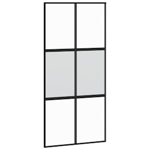 Posuvné dveře se sadou kování černé 102,5x205 cm Tvrzené sklo - obrázek 5