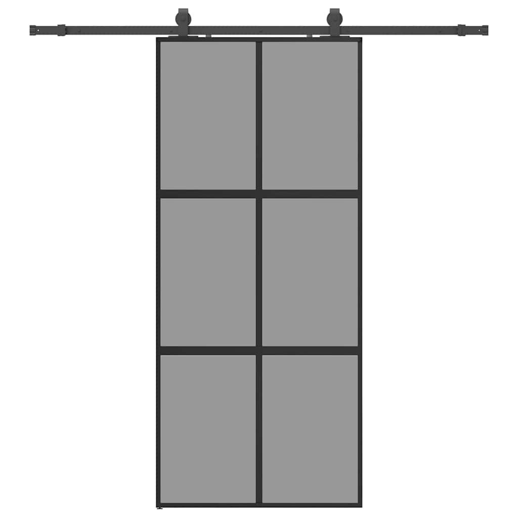 vidaXL Posuvné dveře se sadou kování černé 90x205 cm Tvrzené sklo