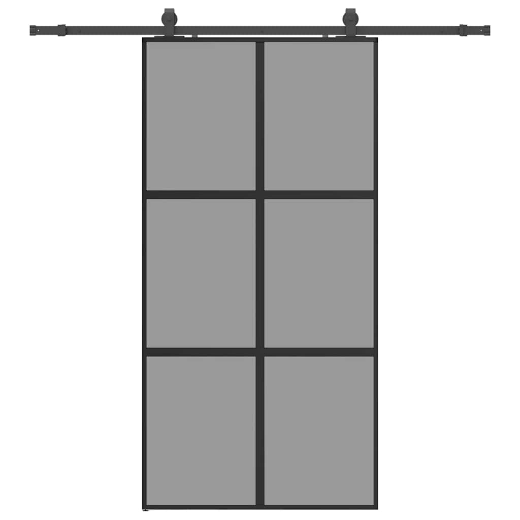 vidaXL Posuvné dveře se sadou kování černé 102,5x205 cm Tvrzené sklo