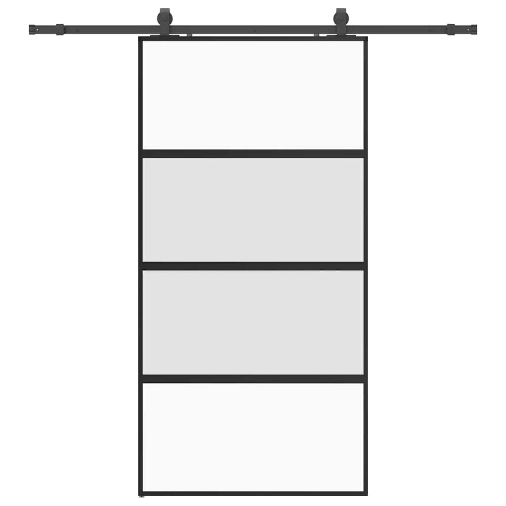 vidaXL Posuvné dveře se sadou kování černé 102,5x205 cm Tvrzené sklo