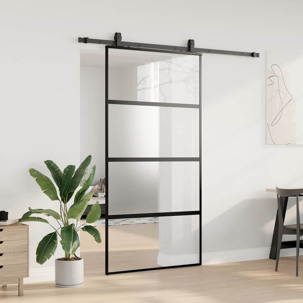 skydedør med hardwaresæt 102,5x205 cm hærdet glas sort 3 8721288585356 g en hd 1